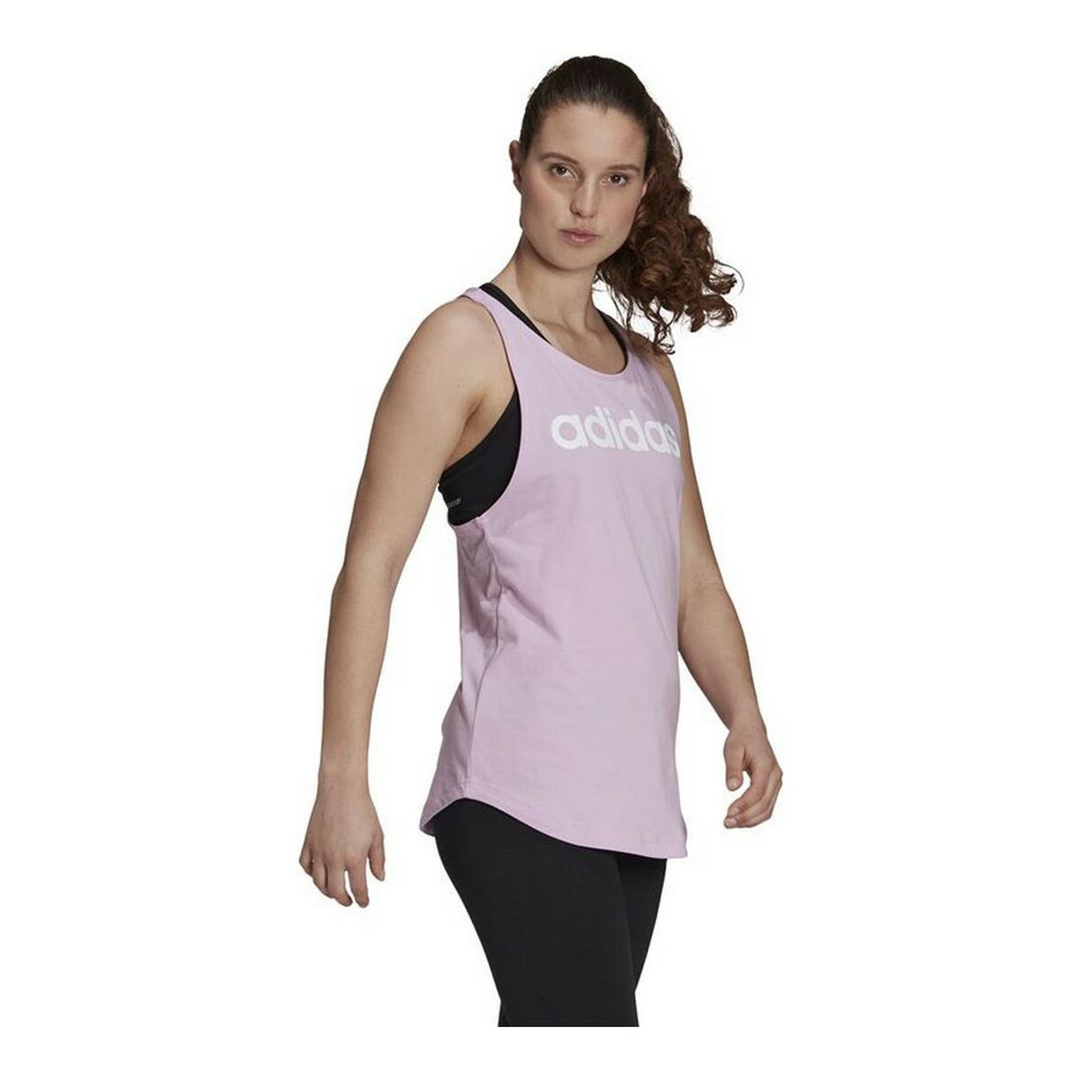 Dámske tričko na ramienka Adidas Essentials Logo Levanduľa
